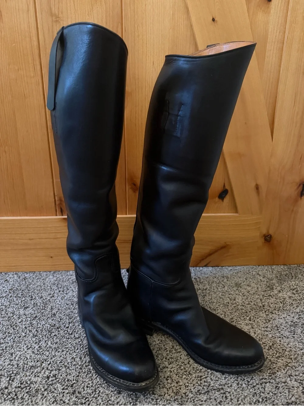 Dehner Custom Made Black Leather Knee High Riding Boots Omaha USA Equestrian 6.5